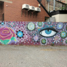 Mural of a blue eye and some flowers